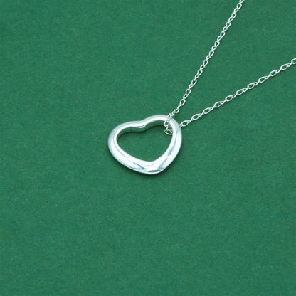 925 Sterling Silver Trace Cable Chain with Open Heart Pendant Necklace, Minimalist Romantic Jewellery for Her
