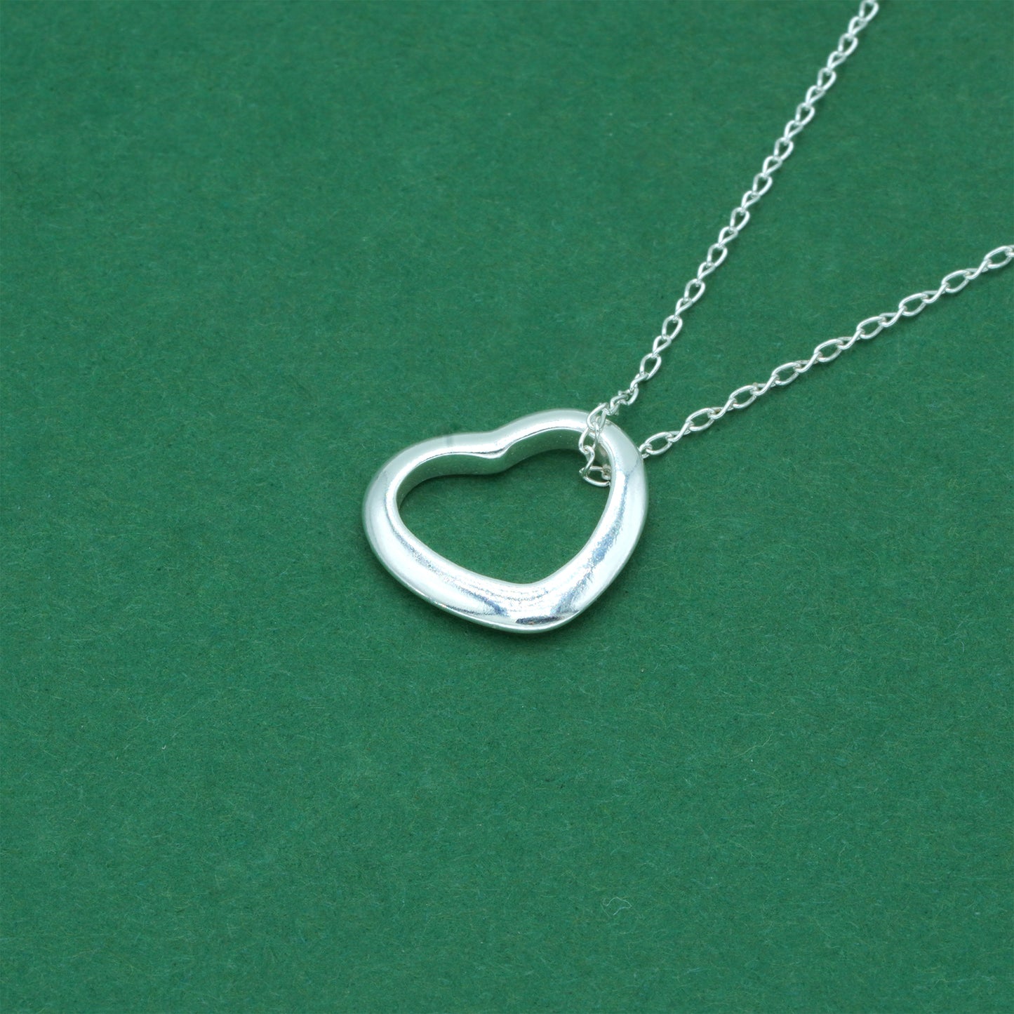 925 Sterling Silver Trace Cable Chain with Open Heart Pendant Necklace, Minimalist Romantic Jewellery for Her