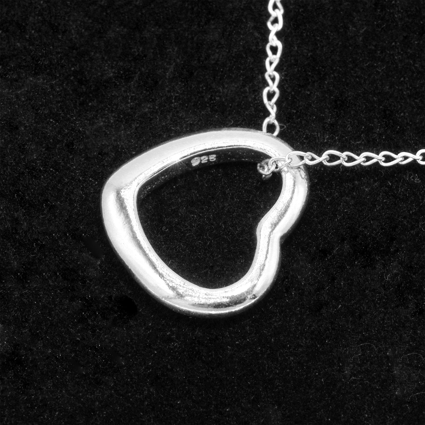 925 Sterling Silver Open Heart Necklace on Trace Cable Chain, Minimalist Love Pendant, Supplied in Gift Box