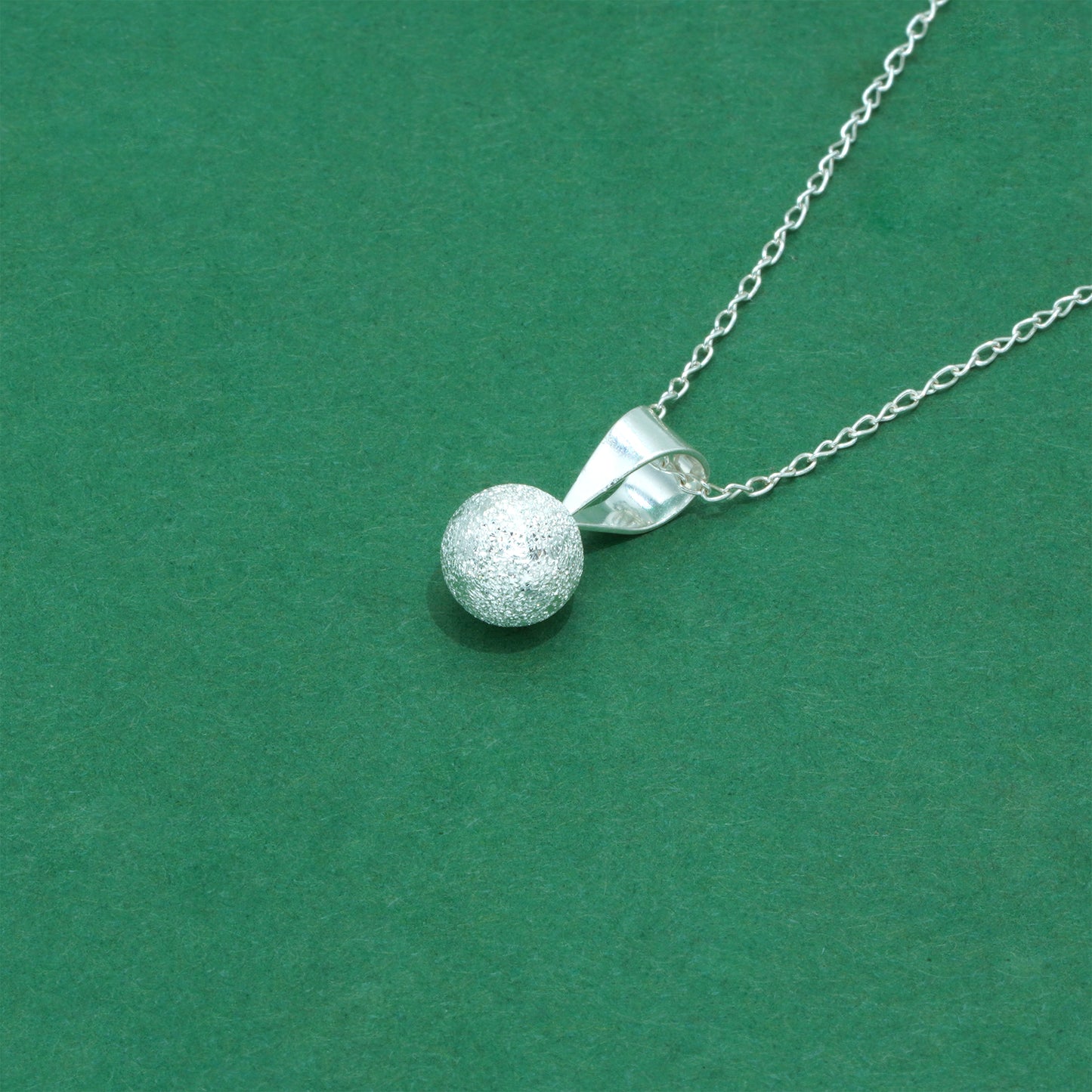 925 Sterling Silver Trace Cable Chain with Frosted Ball Pendant Necklace, Minimalist Sphere Jewellery, Gift for Her, Birthday Gift, Anniversary Gift