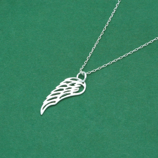 925 Sterling Silver Trace Cable Chain with Wing Pendant Necklace, Minimalist Symbolic Jewellery for Her