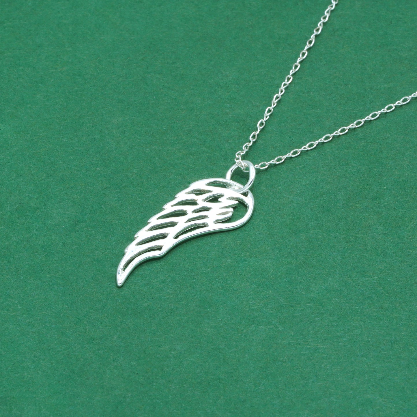 925 Sterling Silver Trace Cable Chain with Wing Pendant Necklace, Minimalist Symbolic Jewellery for Her