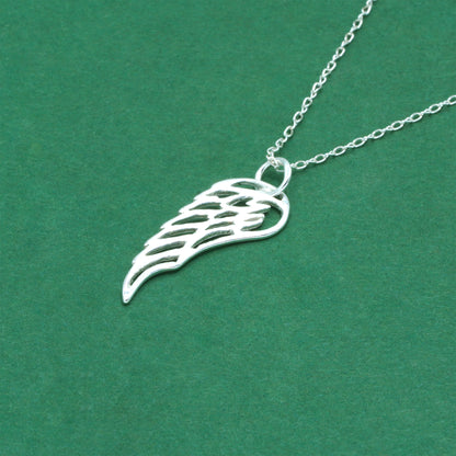 925 Sterling Silver Trace Cable Chain with Wing Pendant Necklace, Minimalist Symbolic Jewellery for Her
