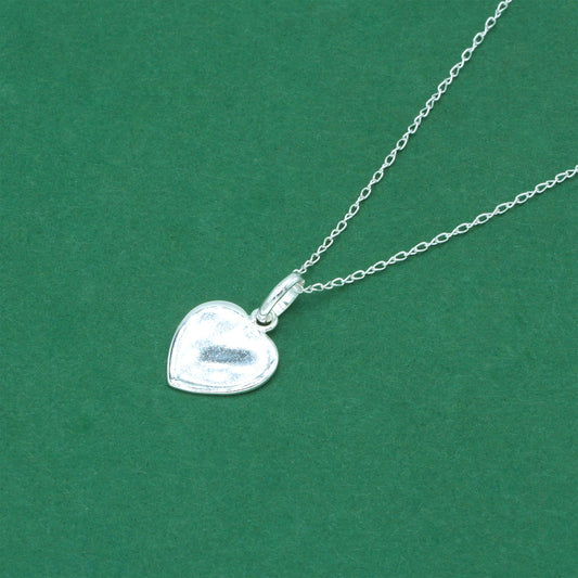 925 Sterling Silver Trace Cable Chain with Flat Heart Pendant Necklace, Minimalist Romantic Jewellery for Her