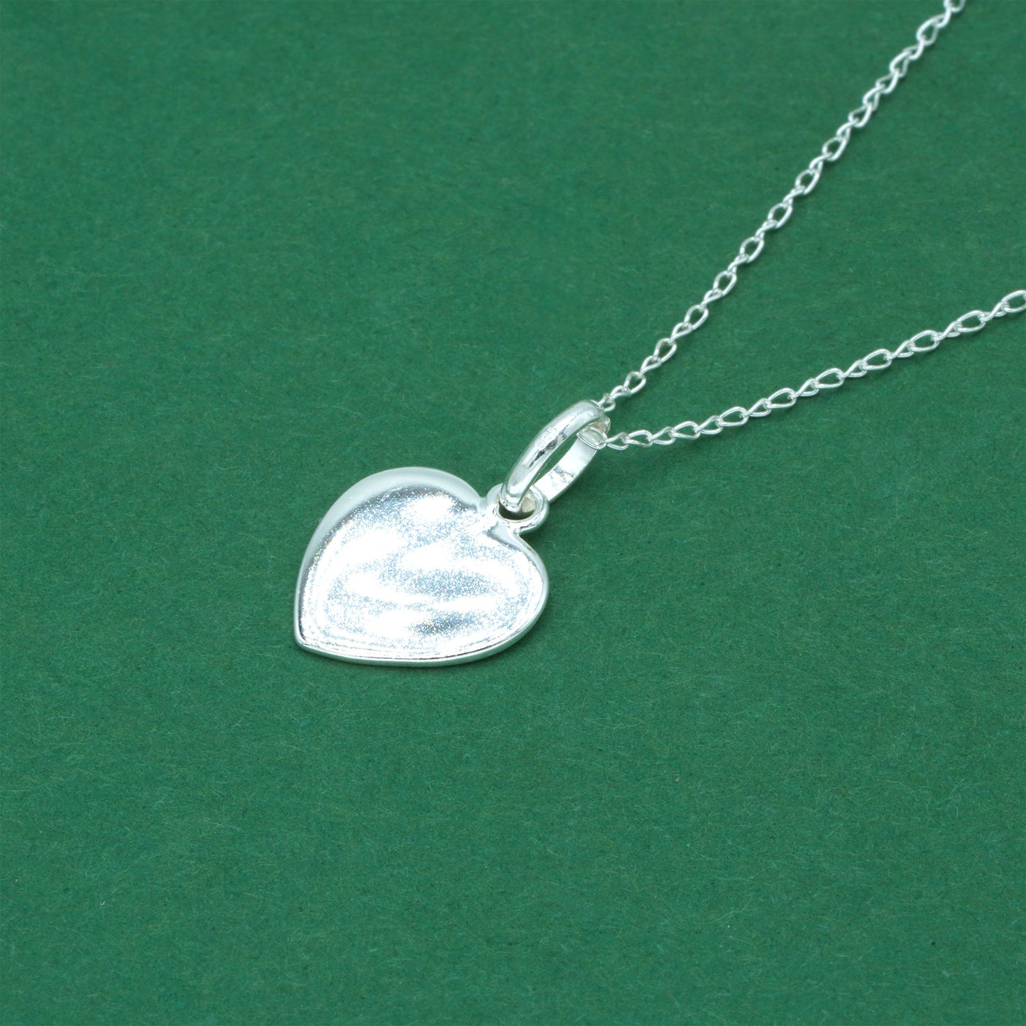 925 Sterling Silver Trace Cable Chain with Flat Heart Pendant Necklace, Minimalist Romantic Jewellery for Her