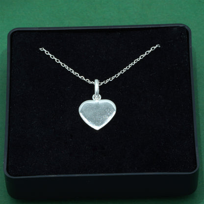925 Sterling Silver Flat Heart Pendant Necklace on Trace Cable Chain, Minimalist Love Necklace, Supplied in Gift Box