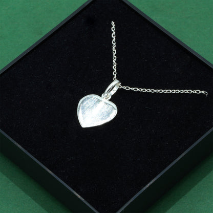 925 Sterling Silver Flat Heart Pendant Necklace on Trace Cable Chain, Minimalist Love Necklace, Supplied in Gift Box