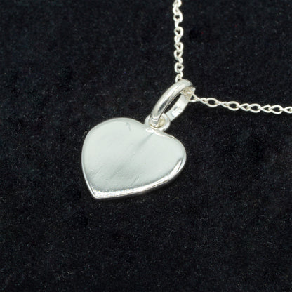 925 Sterling Silver Flat Heart Pendant Necklace on Trace Cable Chain, Minimalist Love Necklace, Supplied in Gift Box