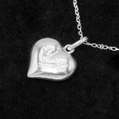 Sterling Silver Puff Heart Pendant Necklace on Trace Cable Chain, Romantic Love Necklace, Supplied in Gift Box