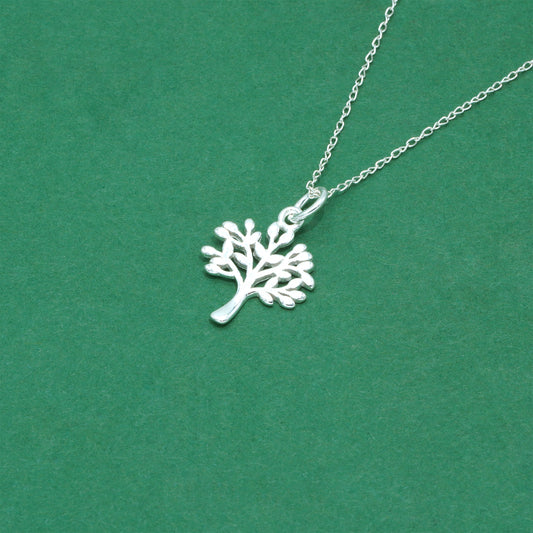 925 Sterling Silver Trace Cable Chain with Tree of Life Pendant Necklace, Minimalist Symbolic Jewellery, Gift for Her, Birthday Gift, Anniversary Gift