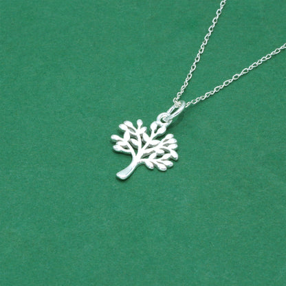 925 Sterling Silver Trace Cable Chain with Tree of Life Pendant Necklace, Minimalist Symbolic Jewellery, Gift for Her, Birthday Gift, Anniversary Gift