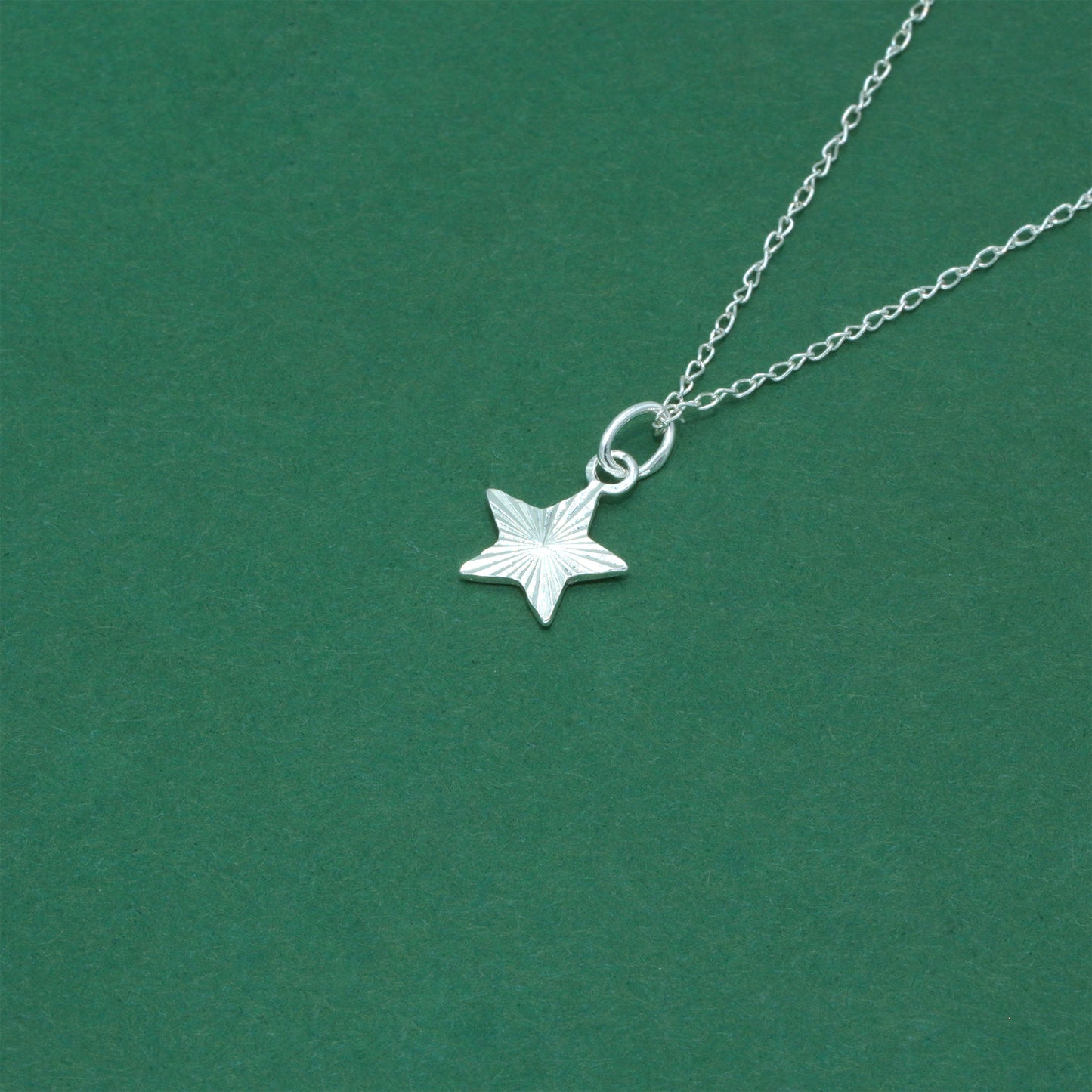 925 Sterling Silver Trace Cable Chain with Star Pendant Necklace, Minimalist Diamond Cut Star Jewellery