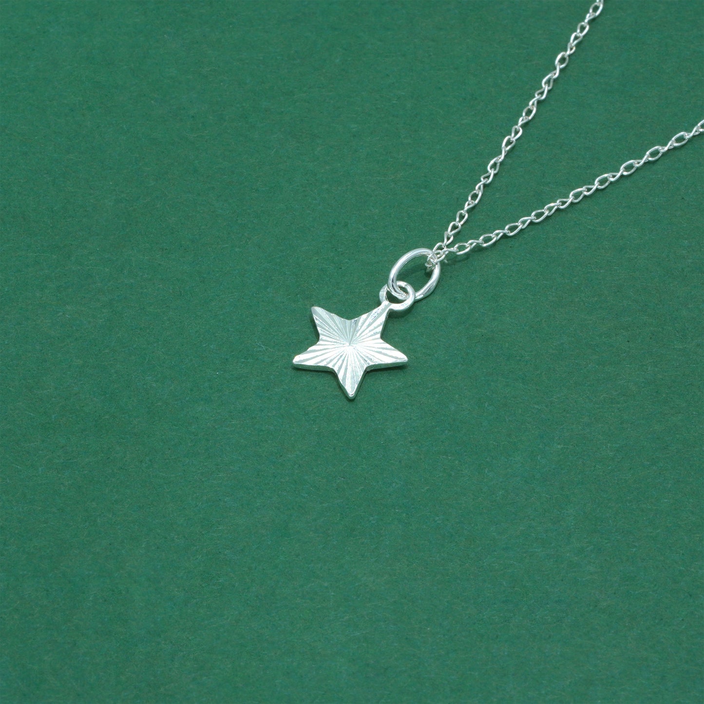 925 Sterling Silver Trace Cable Chain with Star Pendant Necklace, Minimalist Diamond Cut Star Jewellery