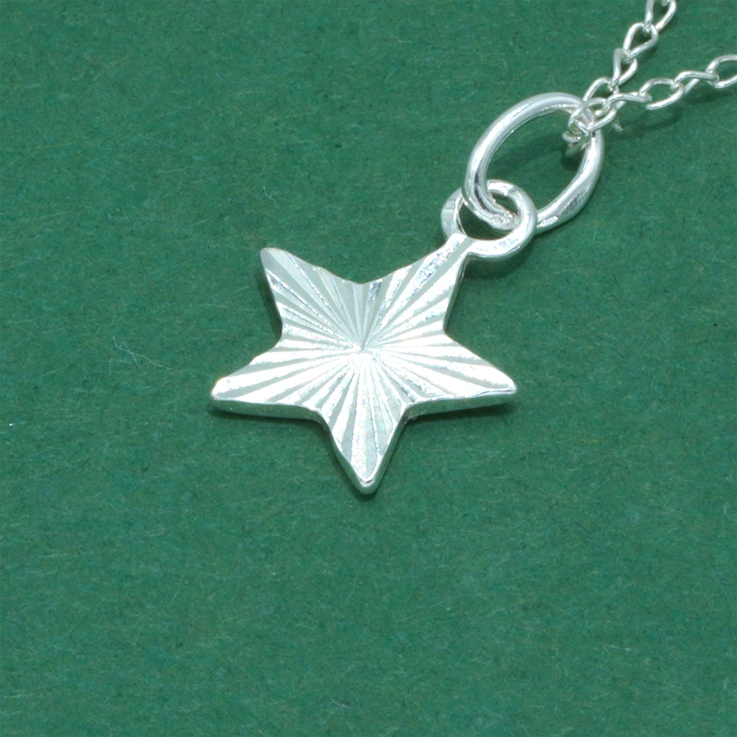 925 Sterling Silver Trace Cable Chain with Star Pendant Necklace, Minimalist Diamond Cut Star Jewellery