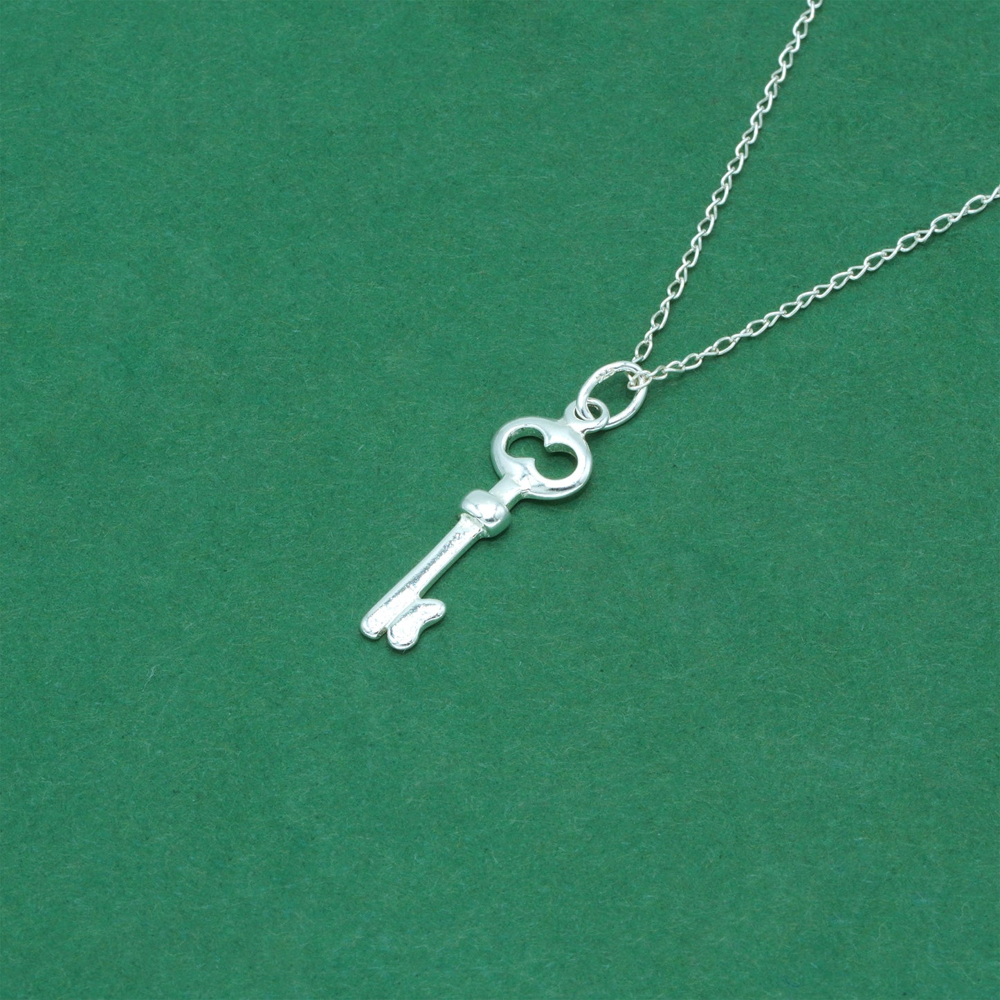 925 Sterling Silver Trace Cable Chain with Key Pendant Necklace, Minimalist Key Jewellery, Gift for Her, Birthday Gift, Anniversary Gift