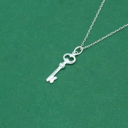 925 Sterling Silver Trace Cable Chain with Key Pendant Necklace, Minimalist Key Jewellery, Gift for Her, Birthday Gift, Anniversary Gift