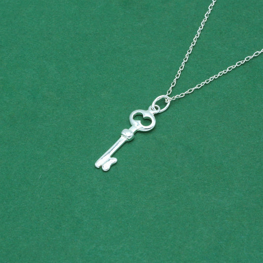 925 Sterling Silver Trace Cable Chain with Key Pendant Necklace, Minimalist Key Jewellery, Gift for Her, Birthday Gift, Anniversary Gift