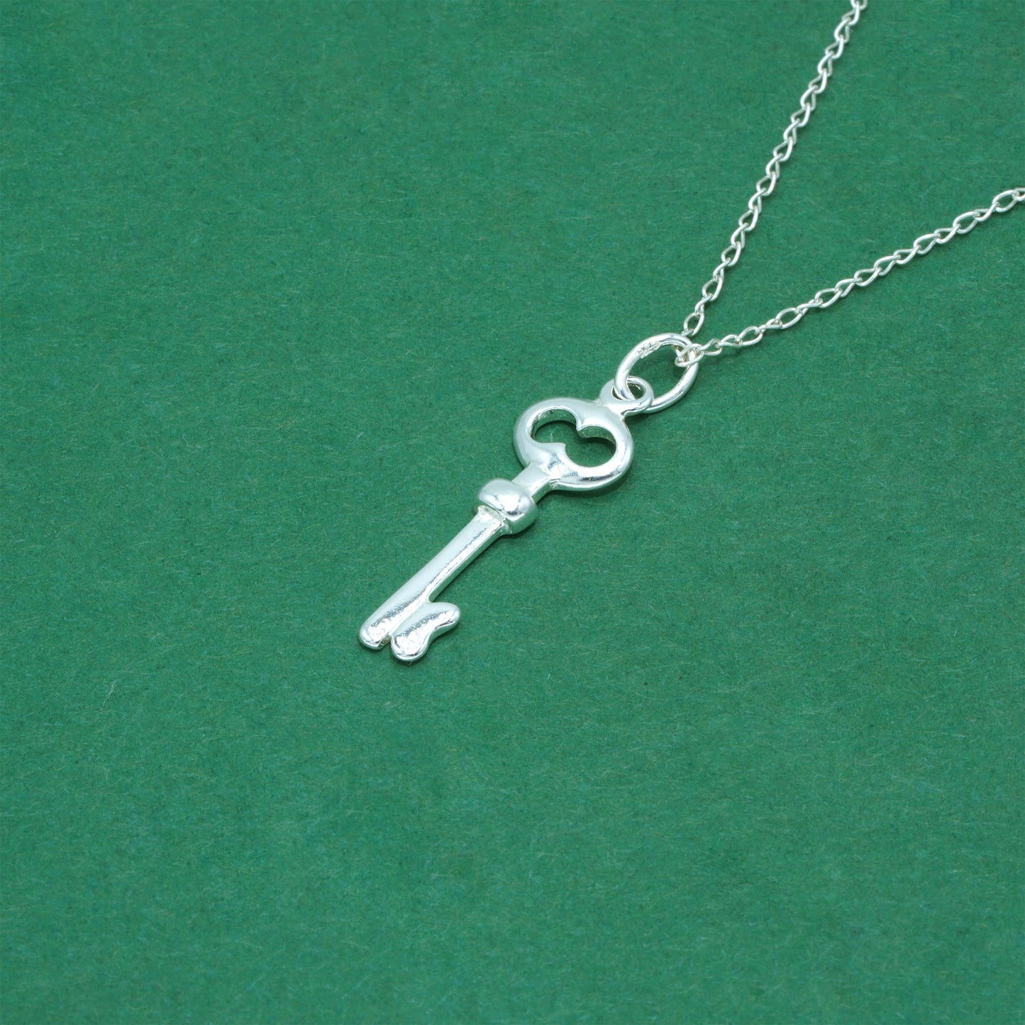 925 Sterling Silver Trace Cable Chain with Key Pendant Necklace, Minimalist Key Jewellery, Gift for Her, Birthday Gift, Anniversary Gift