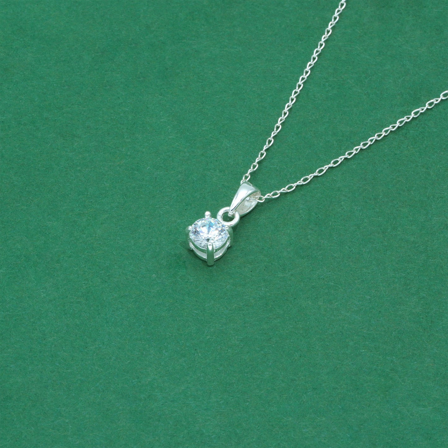 925 Sterling Silver Trace Cable Chain with Cubic Zirconia Pendant Necklace, Minimalist CZ Jewellery