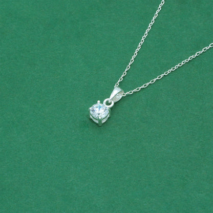 925 Sterling Silver Trace Cable Chain with Cubic Zirconia Pendant Necklace, Minimalist CZ Jewellery