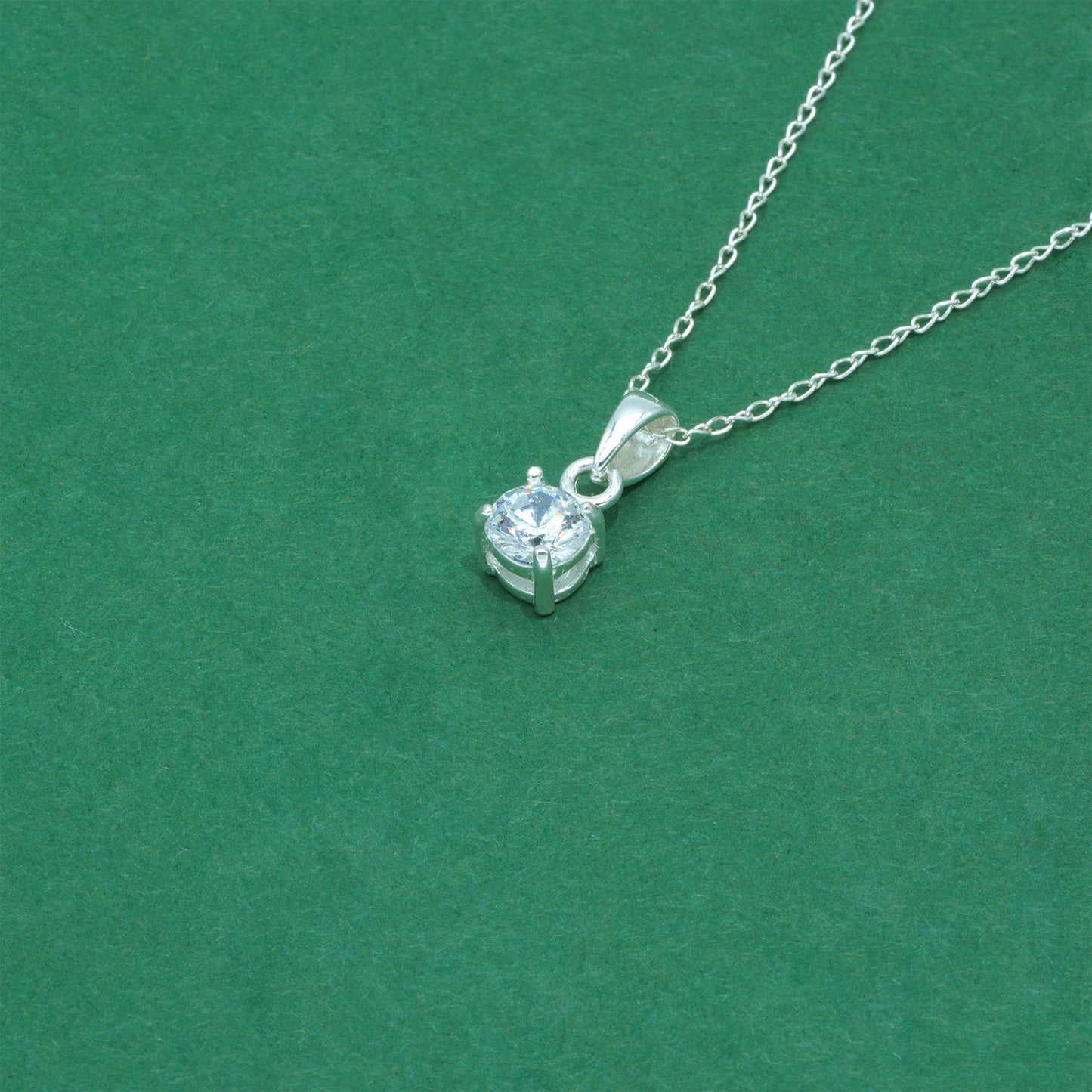 925 Sterling Silver Trace Cable Chain with Cubic Zirconia Pendant Necklace, Minimalist CZ Jewellery