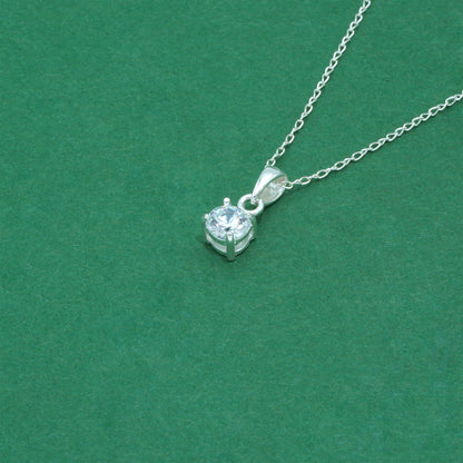 925 Sterling Silver Trace Cable Chain with Cubic Zirconia Pendant Necklace, Minimalist CZ Jewellery
