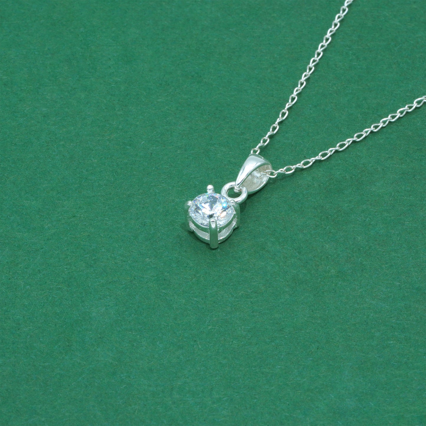 925 Sterling Silver Trace Cable Chain with Cubic Zirconia Pendant Necklace, Minimalist CZ Jewellery