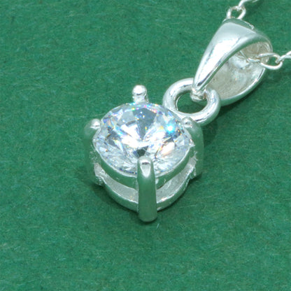 925 Sterling Silver Trace Cable Chain with Cubic Zirconia Pendant Necklace, Minimalist CZ Jewellery