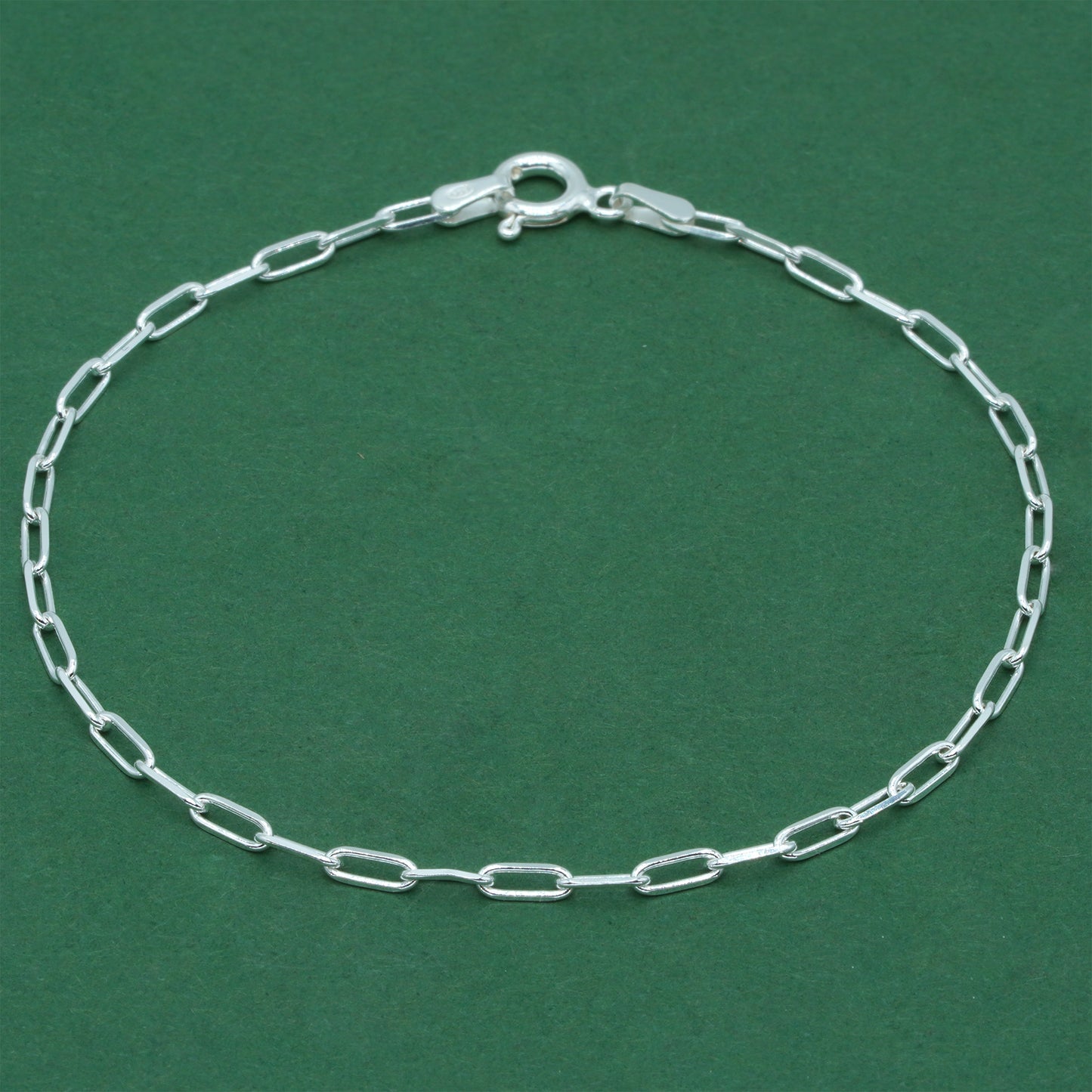 925 Sterling Silver Paperclip Chain Anklet, Minimal Elongated Link Ankle Bracelet, Modern Everyday Jewellery