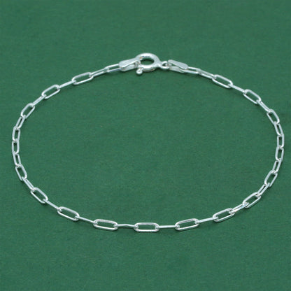925 Sterling Silver Paperclip Chain Bracelet, Minimal Elongated Link Bracelet, Modern Everyday Jewellery