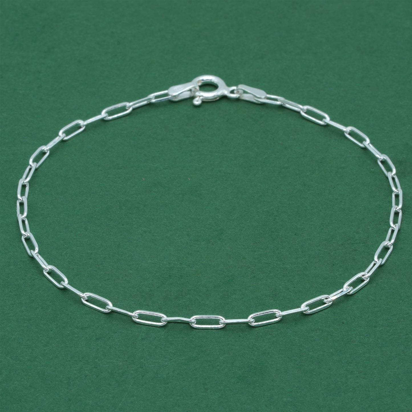 925 Sterling Silver Paperclip Chain Anklet, Minimal Elongated Link Ankle Bracelet, Modern Everyday Jewellery