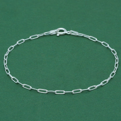 925 Sterling Silver Paperclip Chain Bracelet, Minimal Elongated Link Bracelet, Modern Everyday Jewellery