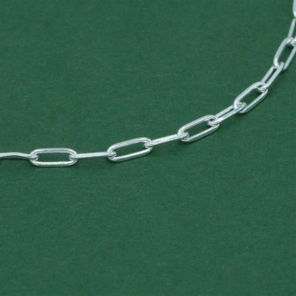 925 Sterling Silver Paperclip Chain Anklet, Minimal Elongated Link Ankle Bracelet, Modern Everyday Jewellery