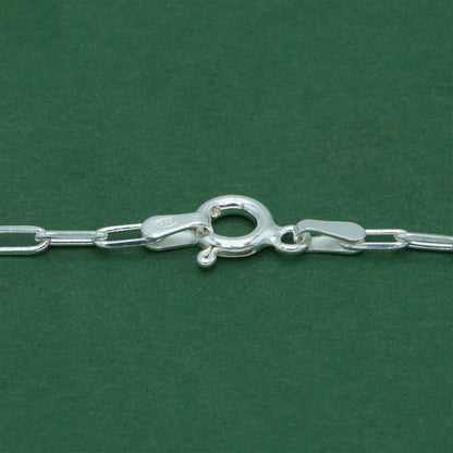925 Sterling Silver Paperclip Chain Anklet, Minimal Elongated Link Ankle Bracelet, Modern Everyday Jewellery
