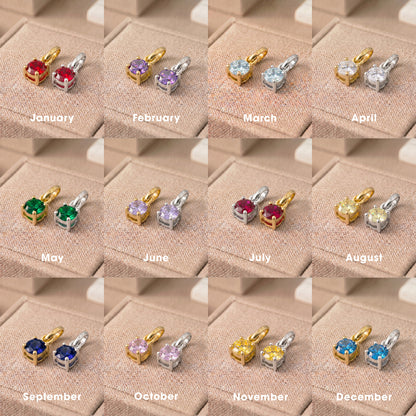 5mm Birthstone Gem Pendant/Charm, Sterling Silver/Gold Plated