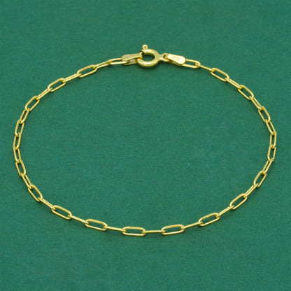 18k Gold Flash Plated Paperclip Chain Bracelet, Minimal Elongated Link Gold Bracelet, Modern Everyday Jewellery