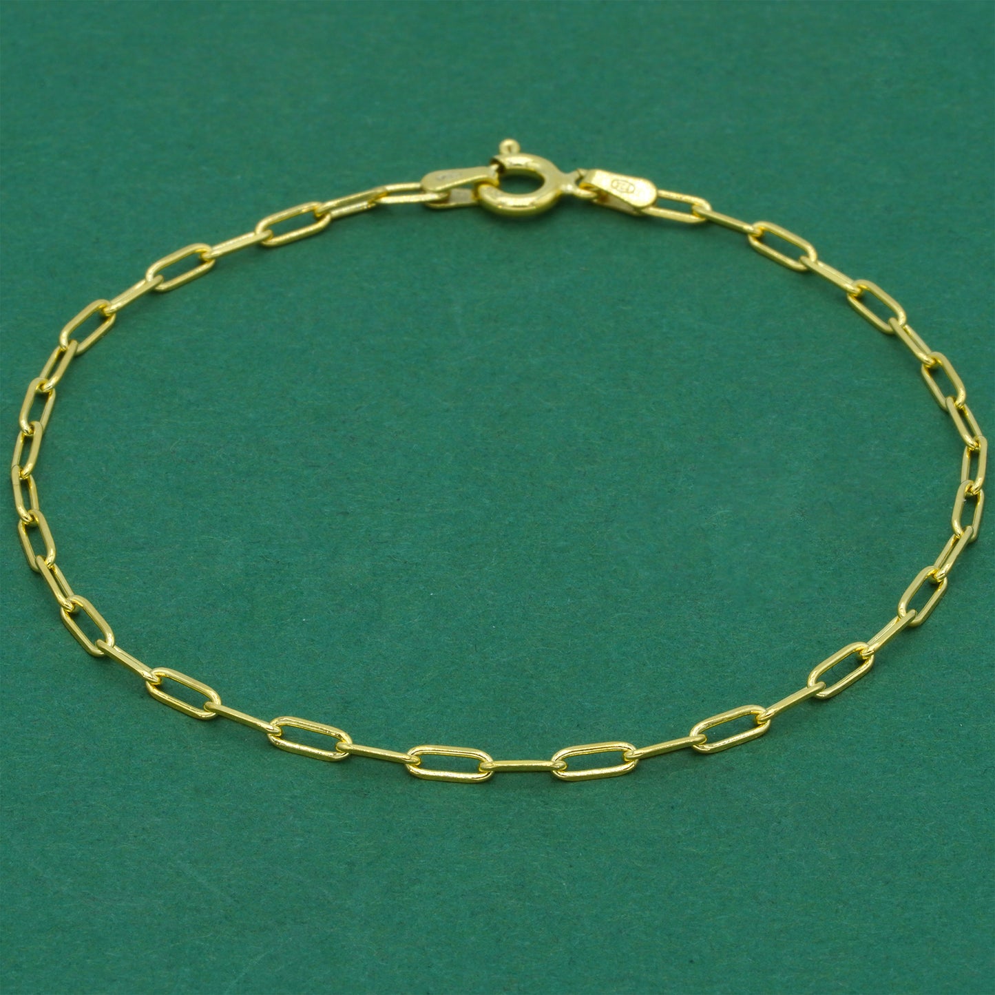 18k Gold Flash Plated Paperclip Chain Anklet, Minimal Elongated Link Gold Ankle Bracelet, Modern Everyday Jewellery