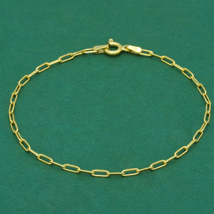 18k Gold Flash Plated Paperclip Chain Bracelet, Minimal Elongated Link Gold Bracelet, Modern Everyday Jewellery