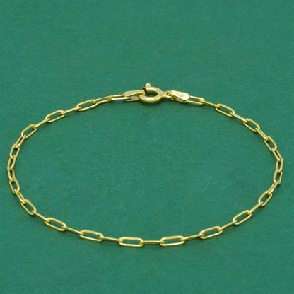 18k Gold Flash Plated Paperclip Chain Anklet, Minimal Elongated Link Gold Ankle Bracelet, Modern Everyday Jewellery