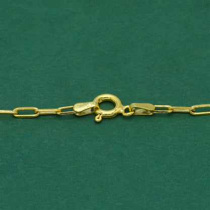 18k Gold Flash Plated Paperclip Chain Bracelet, Minimal Elongated Link Gold Bracelet, Modern Everyday Jewellery