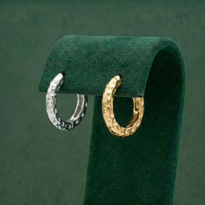 12mm Mini Hoop Hammered Huggie Earrings