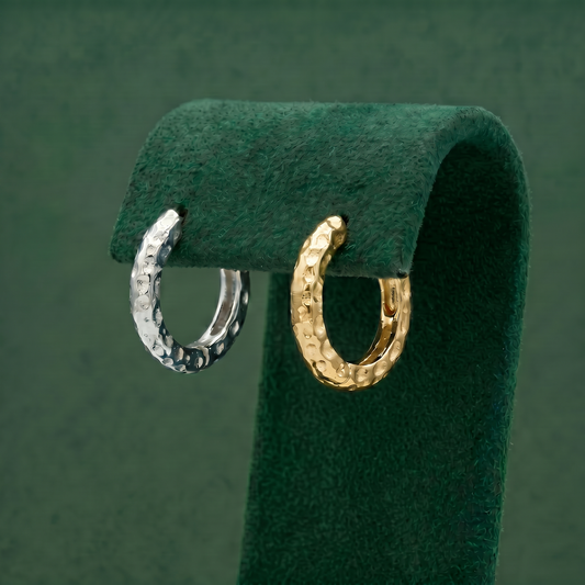 12mm Mini Hoop Hammered Huggie Earrings