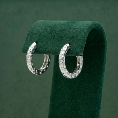 12mm Mini Hoop Hammered Huggie Earrings