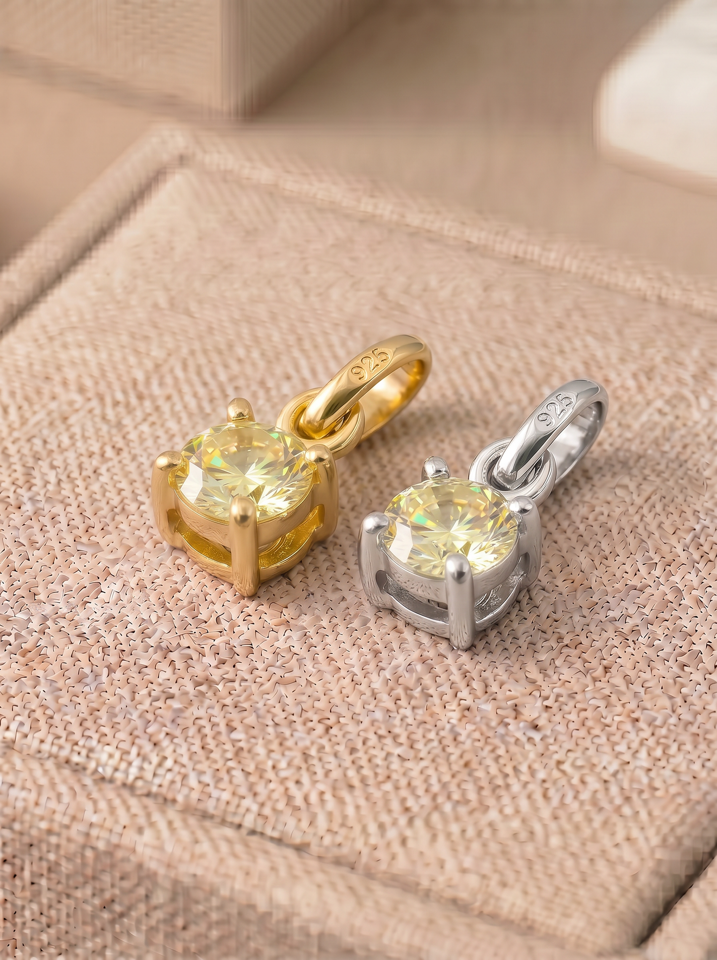 5mm Birthstone Gem Pendant/Charm, Sterling Silver/Gold Plated