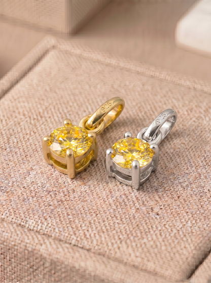 5mm Birthstone Gem Pendant/Charm, Sterling Silver/Gold Plated