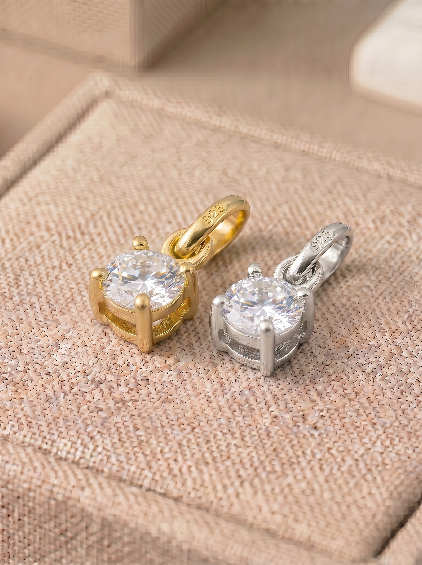5mm Birthstone Gem Pendant/Charm, Sterling Silver/Gold Plated