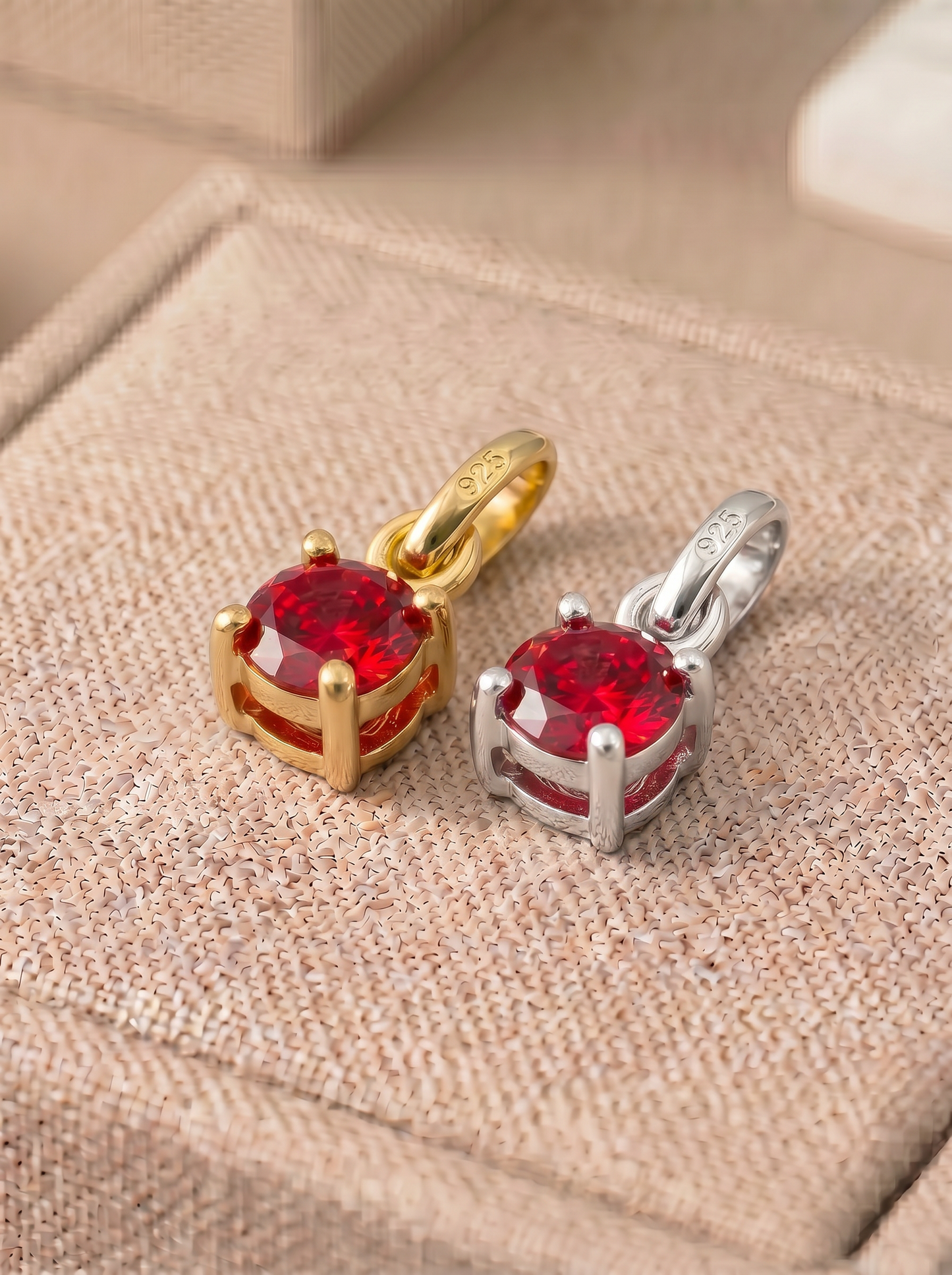 5mm Birthstone Gem Pendant/Charm, Sterling Silver/Gold Plated