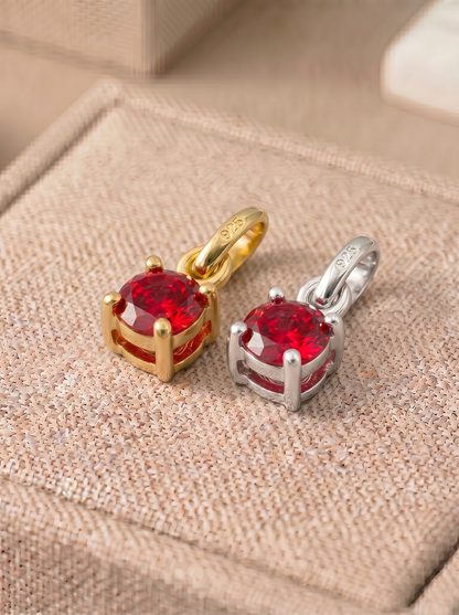 5mm Birthstone Gem Pendant/Charm, Sterling Silver/Gold Plated