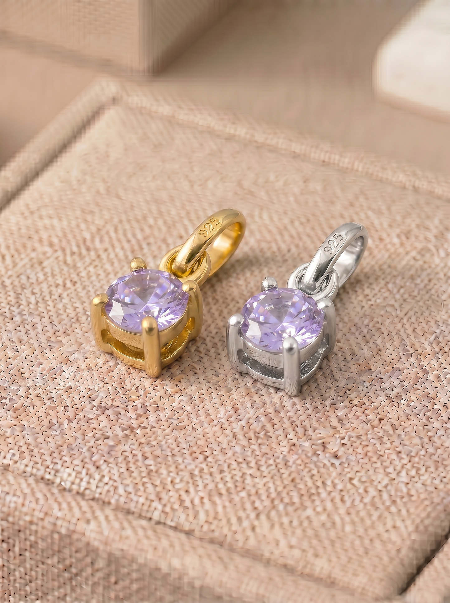 5mm Birthstone Gem Pendant/Charm, Sterling Silver/Gold Plated