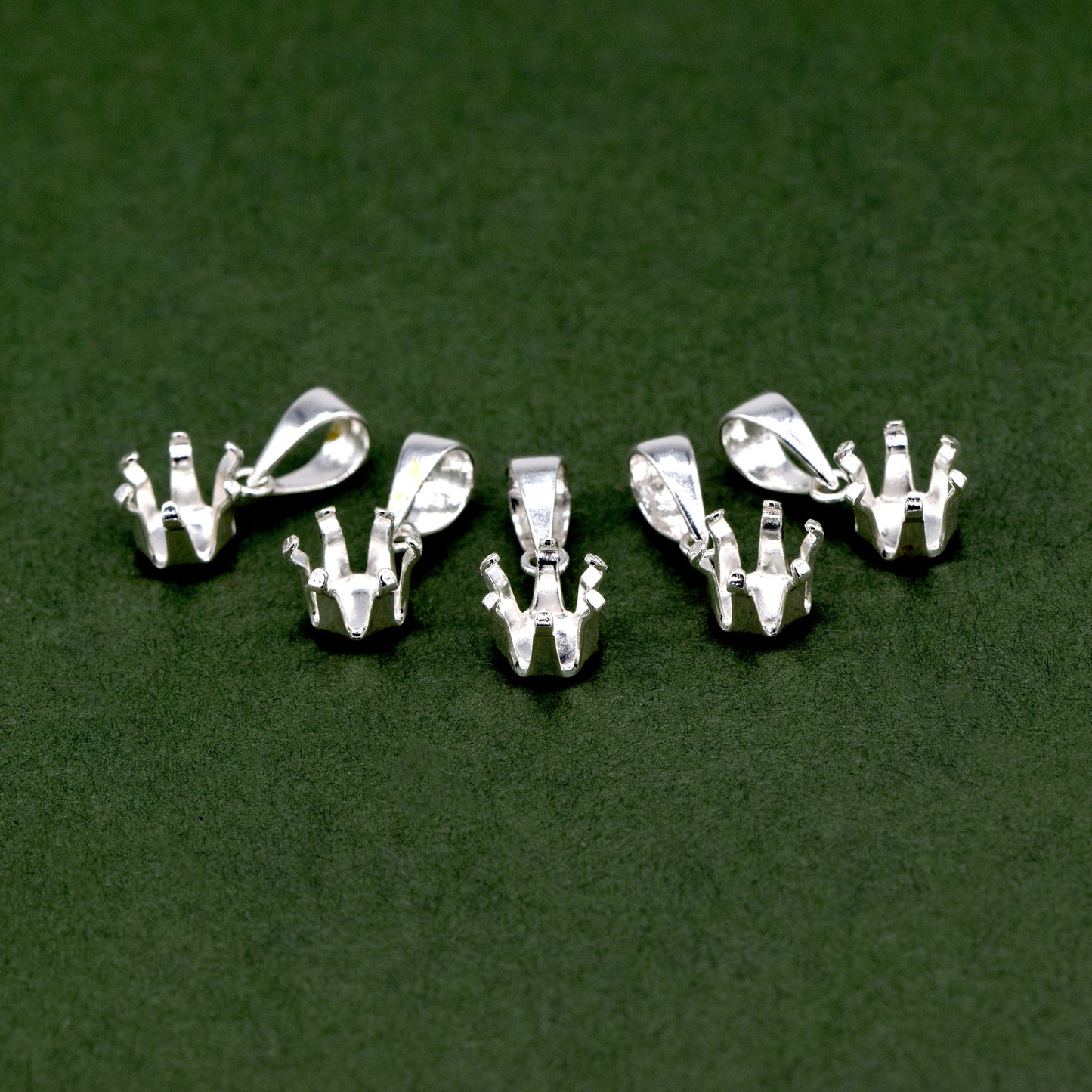 Sterling Silver Round 6 Claw Pendant 7mm in Diameter for Jewellery Making Pack of 5